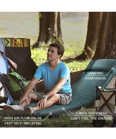 INVOKER 3 Memory Foam Camping Sleeping Pad with Pillow - Fast Inflating for Backpacking, Traveling, Hiking - Lightweight & Ultra Thick - Green - Buy Online on GoSupps.com