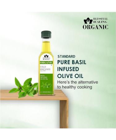 Blessfull Healing Cold Pressed Basil Infused Oil for Healthy Cooking Skin Glow 250 ml / 8.45 fl oz Pack of 1 - Buy Online on GoSupps.com