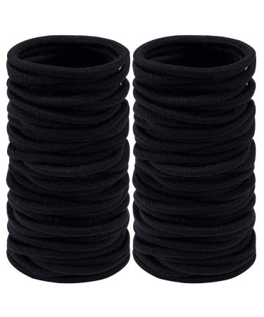 Aigee 120 Pcs Black Hair Ties for Women Elastic Hair Rubber Bands No Damage-4MM for Medium to Thick Hair  Elastic Hair Tie Ponytail Holders for Women's  Men And Girls Perfect for Long Lasting Braids