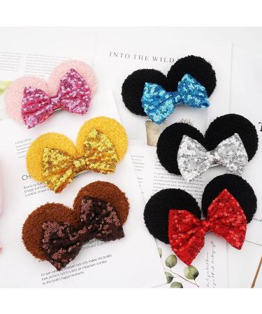 Qearl 6-Piece Sequin Mouse Ears Hair Clips - Alligator Clips Hair Bows for Toddlers Girls - Theme Park Party Accessories - Buy Online on GoSupps.com