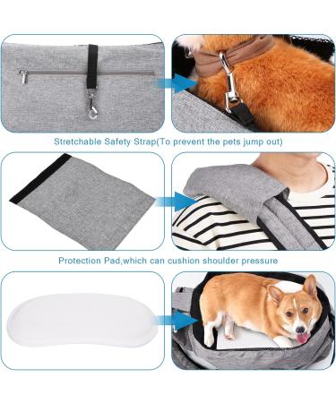 Ownpets Medium Pet Sling Carrier for 6.5-9kg Dogs/Cats - Reversible, Hands-Free, Adjustable Strap, Pocket - Grey - Buy Online on GoSupps.com
