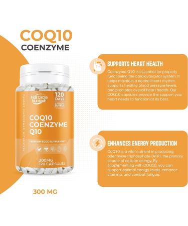 High Strength Ubiquinone Coenzyme Q10 300mg Capsules - 4 Months Supply | Vegan-Friendly & High Absorption CoQ10 Supplement - Buy Online on GoSupps.com