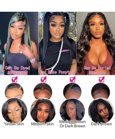 GIVHAP 24 Inch Straight Lace Front Human Hair Wig | 180% Density HD Lace Frontal | Pre Plucked with Baby Hair | Brazilian Virgin Hair for Black Women - Buy Online on GoSupps.com