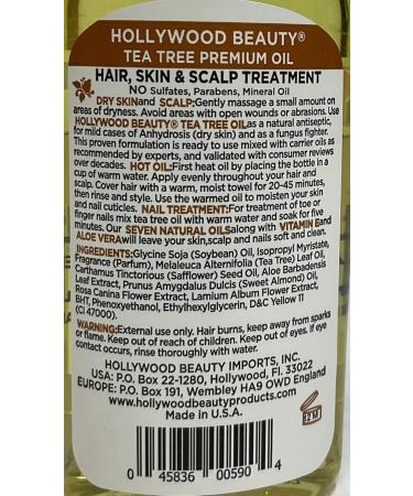 Hollywood Beauty Tea Tree Oil Skin & Scalp Treatment - 2 oz (Pack of 7) | Best Natural Care for Healthy Skin & Scalp | International Shipping Available - Buy Online on GoSupps.com