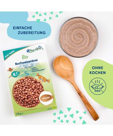 Fleur Alpine Bio Babybrei Buckwheat 2 Pack | Gluten-Free Baby Food 4+ Months | Nutritious & Delicious Breakfast Porridge | Easy Preparation | 14 Portions - Buy Online on GoSupps.com