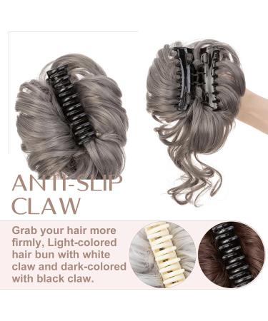 Claw Messy Bun Hairpieces Wavy Curly 75G Thick Hair Chignon Tousled Updo Doughnut Hair Bun Synthetic Ponytail Dark Grey - Buy Online on GoSupps.com