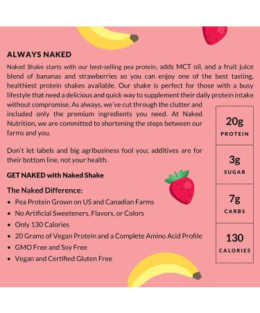 Naked Shake Vegan Protein Powder - Strawberry Banana Flavored Plant Based Protein with MCT Oil | Gluten-Free, Soy-Free, Non-GMO | 2.1lb 30 Servings - Buy Online on GoSupps.com