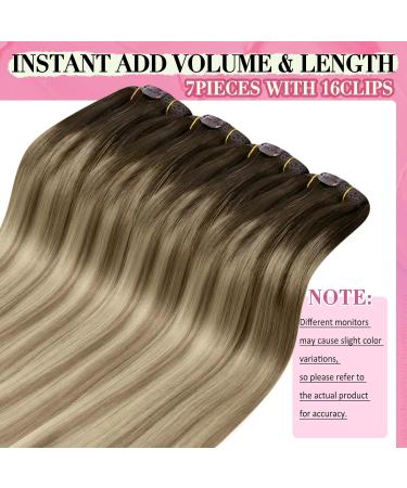 Youngsee Real Hair Clip-In Extensions - Balayage Brown to Blonde 35cm 120g Remy Hair (7PCs) - Buy Online on GoSupps.com