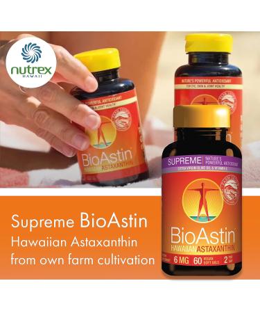 Nutrex Hawaii BioAstin Hawaiian Astaxanthin 6mg - 60 Vegan Softgels | Lab Tested, Gluten-Free, Soya-Free, Vegetarian - Buy Online on GoSupps.com