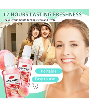 2PCS Fresh Peach Mouthwash 250ml Mouthwash Set for Oral Care Bad Breath Alcohol-Free Peach Mouth wash - Buy Online on GoSupps.com