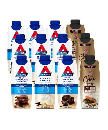 Atkins Gluten Free Protein-Rich Shake Keto Variety Pack - 11 Fl Oz (Pack of 12)