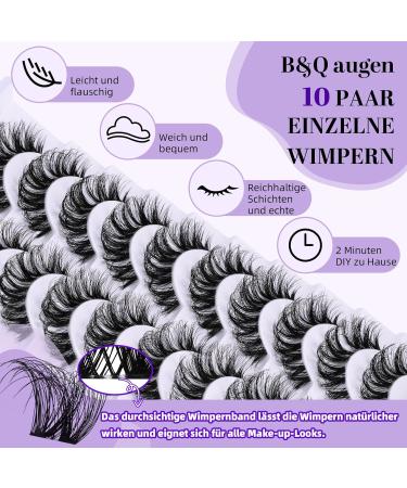 Premium False Eyelashes P07 - 10 Pairs Cat Eye Fluffy Cluster Lashes | Natural DIY Lash Extensions - Buy Online on GoSupps.com