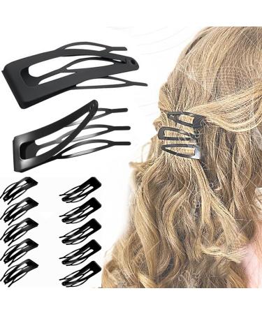 24Pcs Double Grip Hair Clips - Salon Supplies for Women Hair Barrettes  Metal Snap Hair Pins with Grip Dots for Thick Hair  No Bend Wig and Short Hair Accessories  Matte Black Snap Clips for Hair