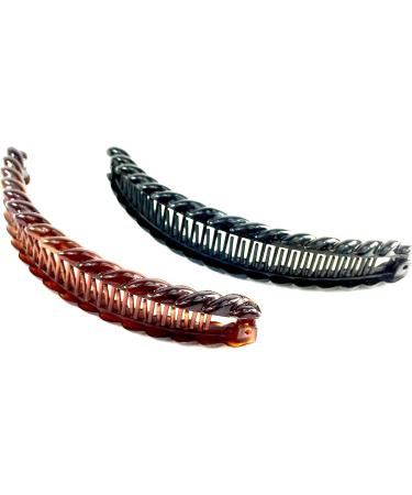 Black and Brown Banana Hair Large Twist Clip Comb Ladies Hair Fish Grip Slide - Buy Online on GoSupps.com
