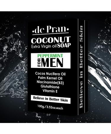 Skin | Extra Virgin Coconut Oil & Peppermint -A luxurious skin body and face Natural soap for MEN-NO SLS NO PARABEN Cruelty Free