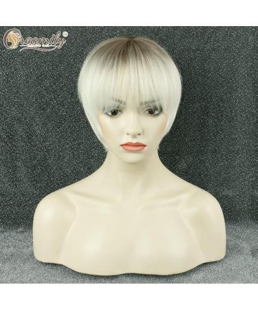 Creamily Short Blonde Wig for Women - Natural Layered Straight Synthetic Hair with Bangs - Buy Online on GoSupps.com