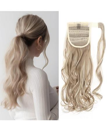 Clip in ponytail extensions synthetic hair part like real hair ponytail hair extension wavy braid extensions 17 "(43cm) honeyblond & blonde blonde 90g 43 cm honey blonde & bleaching blonde