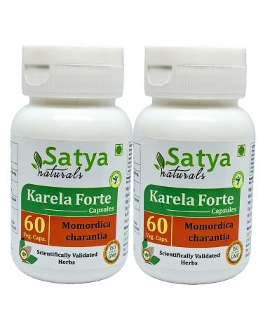 Bitter Melon Forte Capsule 500 mg. 60 Veg. Capsule | Karela (Momordica Charantia) Extract Capsules for Men and women | Ayurvedic Herbal Supplement/Remedies | 10:1 Forte (2 Bottles of 60 Capsules) 120 Count (Pack of 1)