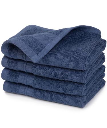 Sticky Toffee Blue Washcloths Set for Bathroom  Oeko-Tex Terry Cotton  Soft and Absorbent Wash Cloths for Your Body  Face Towel for Washing Face  Set of Four  13 in x 13 in 4 Piece Washcloths Blue