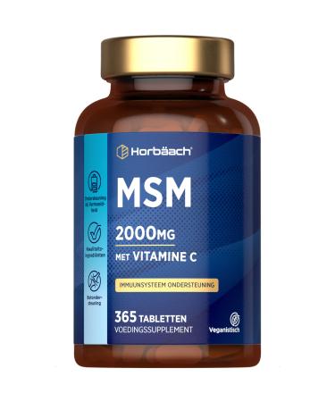Horbach MSM 2000 mg with Vitamin C 365 Vegan Tablets Methylsulfonylmethane Supplement High Strength MSM Powder Tablets from Horbaach