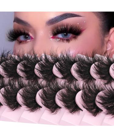 Mink Lashes Fluffy 8D Volume Dramatic False Eyelashes Soft 20mm 10 Pairs Pack Wispy FANXITON Faux Mink Eye Lashes 20MM-8D Dramatic