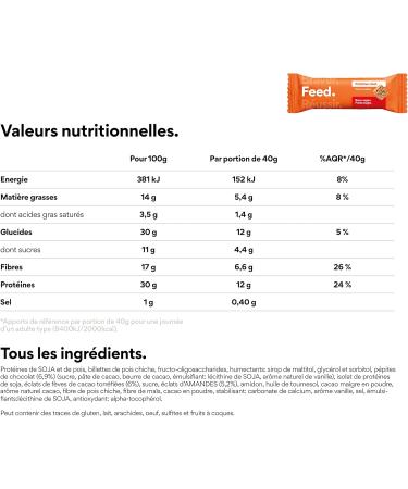 Feed Protein Bars. Red Fruits | 12g protein low sugar | Made in France vegan & gluten free | 12x40g - Buy Online on GoSupps.com