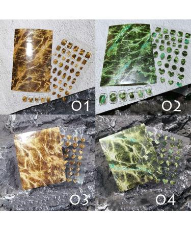 Nail Decoration Adhesive Decals Amber Green 3D Nail Sticker Ice Cube Glitter Aurora(04) Style4 - Buy Online on GoSupps.com