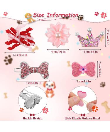 Janinka 40-Piece Dog Hair Clips & Bow Crown Set for Small Dogs | Princess Style Crystal Rhinestone Barrettes, Rubber Bands, Flowers, Butterflies | Grooming Accessories - Buy Online on GoSupps.com