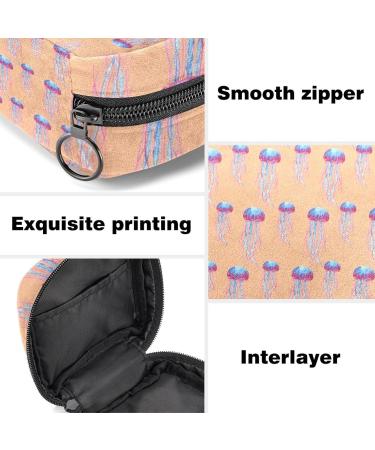 Menstrual Bag with Zipper | Ladies Napkin & Tampons Pouch for Women & Girls | Blue & Red Jellyfish Design - Buy Online on GoSupps.com
