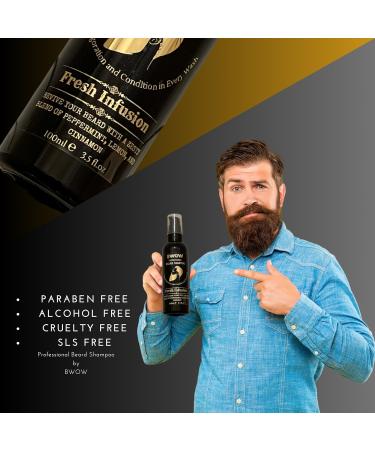 BWOW Professional Beard Shampoo for Men Vegan Natural Cleansing Invigorate to Condition and Revive Hair - Peppermint Lemon & Cinnamon. Fresh Infusion 100ml Revive 100 ml (Pack of 1) - Buy Online on GoSupps.com