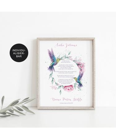 Personalized Godparent Letter - Pink Flower Circle Baptism Gift for Godparents - Buy Online on GoSupps.com