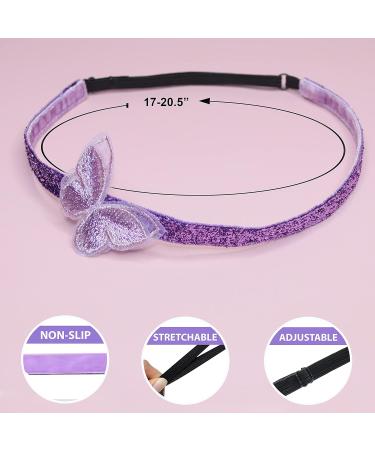 FROG SAC Set of 4 Butterfly Headbands for Girls - Non-Slip Glitter Headband Pack - Adjustable Thin Fashion Hairbands in Pink Gold Blue Purple - Cute Hair Accessories for Kids - Buy Online on GoSupps.com