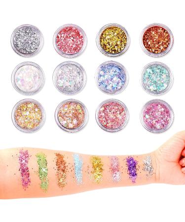 Simarro 24 Colors Glitter Sequin Set - Festival Face & Body Glitter for Halloween Makeup Nails Hair & DIY Crafts - Buy Online on GoSupps.com
