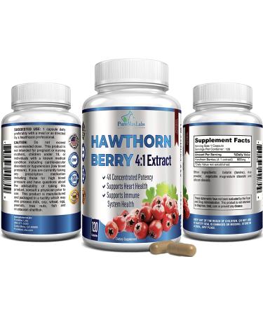 Hawthorn Berry Extract 4:1 (120 Capsules) - Supports Healthy Blood Pressure, Heart Health, Immune System - Super Antioxidant - Concentrated from 2660mg Berries - Buy Online on GoSupps.com