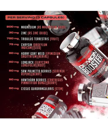 Demon Booster - Men's Ultimate Supplement with Tribulus Terrestris, Chrysin & Zinc Magnesium (120 Capsules) - Buy Online on GoSupps.com