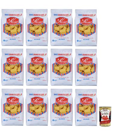 Italian Gourmet E.R. Russo Millerighe No. 26 Durum Wheat Semolina Pasta 100% Italian Wheat 500g Pack + 400g Box 12 Pieces