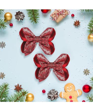 WLLHYF 2 PCS 5Inch Sequin Hair Bows Clips - Large Alligator Hair Barrettes for Girls, Red - Perfect for Birthday Parties and Gifts - Buy Online on GoSupps.com