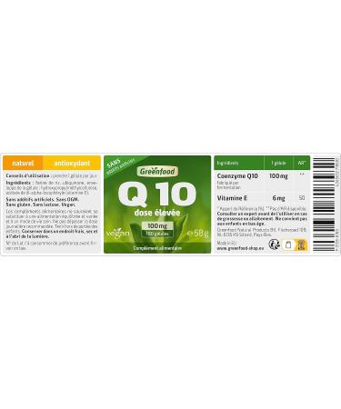 Greenfood Coenzyme Q10 100 mg high dose 180 capsules - produced by natural fermentation. NO artificial additives no genetic engineering. Vegan - Buy Online on GoSupps.com
