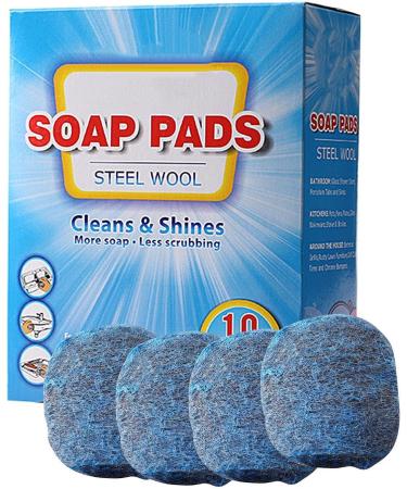 Metal Scrubber Brush Pre-Soaped Steel Wool Cleaner Brush Portable Metal Scouring Cleaning Pads for Dishes Pots Pans - Buy Online on GoSupps.com