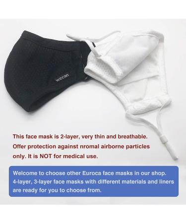 Euroca Reusable Face Masks with Filter Made from Mesh Fabric Breathable Washable with Nose Clips Adjustable Ear Loop for Men Women Teens (Woman Black) - Buy Online on GoSupps.com