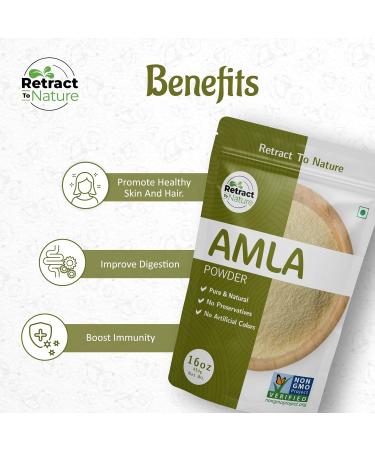 Retract To Nature Amla Powder (Amalaki) - 16 oz 100% Natural Source of Vitamin C Made From Himalayan Mountain Hill - Buy Online on GoSupps.com