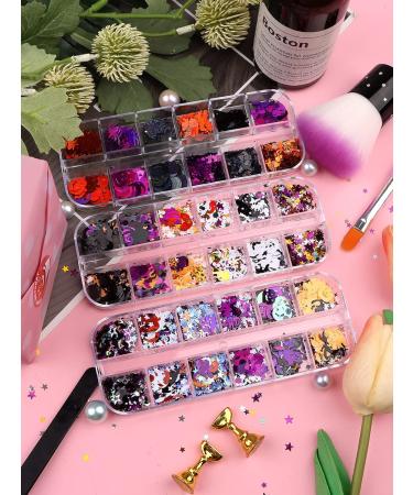 Ebanku 36 Colographic Nail Seedlets - Glittering Halloween Spider Laser Nail Sequins for 3D Holographic Manicure Art - Buy Online on GoSupps.com