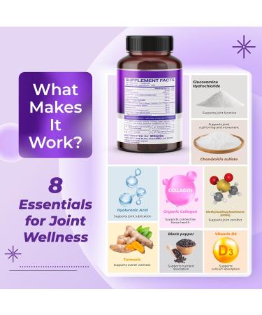 Sotalix Glucosamine 650mg All-in-1 Joint Support with Chondroitin MSM Collagen Turmeric Vitamin D3 & Hyaluronic Acid 150 Capsules Shellfish-Free - Buy Online on GoSupps.com