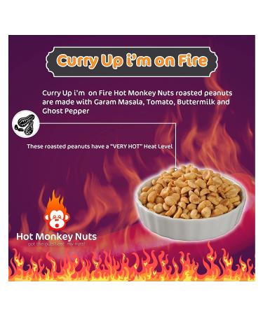 Curry Up! Hot Monkey Nuts: Roasted Peanuts with Garam Masala, Tomato, Buttermilk and Ghost Pepper - Non-GMO, Gluten Free, Spicy Individual Packs - Buy Online on GoSupps.com