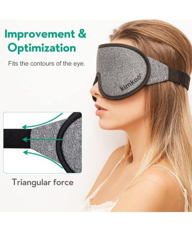 Kimkoo 3D Cotton Sleep Mask - Latest Soft & Breathable Eye Mask for Sleeping - 100% Blackout Blindfold Eye Cover - Gray - Buy Online on GoSupps.com
