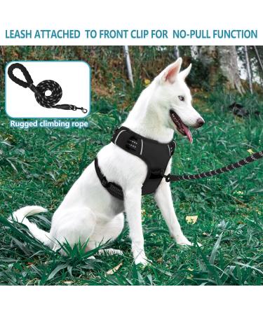 Adjustable Reflective No-Pull Dog Harness for Large Dogs | Front Clip Handle | Padded Vest for Outdoor Training | Black - Size L - Buy Online on GoSupps.com
