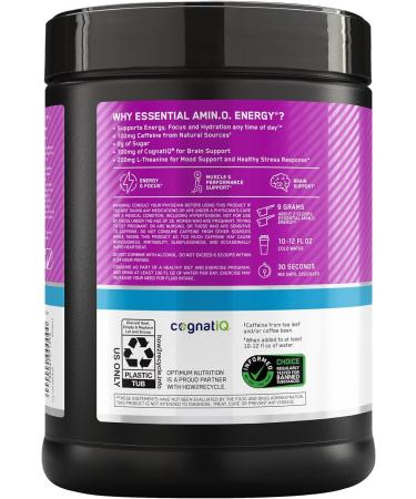 Optimum Nutrition Amino Energy Powder Plus Focus with BCAA Electrolytes and Caffeine Grape 1.42 LB 72 Servings (Packaging May Vary) - Buy Online on GoSupps.com
