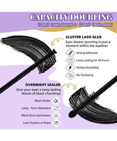 Premium Lash Bond & Seal Cluster Lash Glue - 10ML + 10ML | Waterproof & Long-Lasting Lash Clusters Overnighter Sealer - 2PCS - Buy Online on GoSupps.com