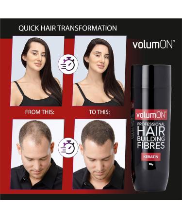 Volumon Professional Hair Building Fibres - 28g Keratin Hair Loss Concealer - Grey Shade - Up to 30 Uses - Choose from 8 Colors - Buy Online on GoSupps.com