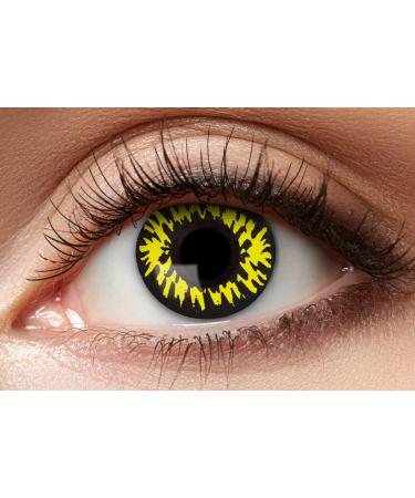 Balinco contact lenses colored without strength motif lenses eye lenses costume accessories for cosplay Halloween carnival carnival dia los muertos party festival rave (Mistery Yellow / Black) MISTY YELLOW / BLACK